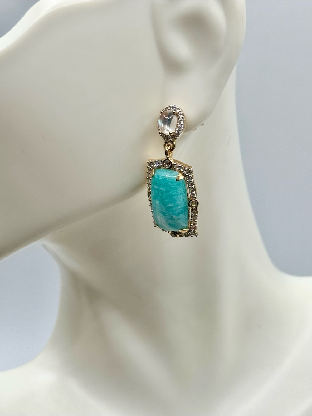 Natural Moonstone and Amazonite Drop Earrings